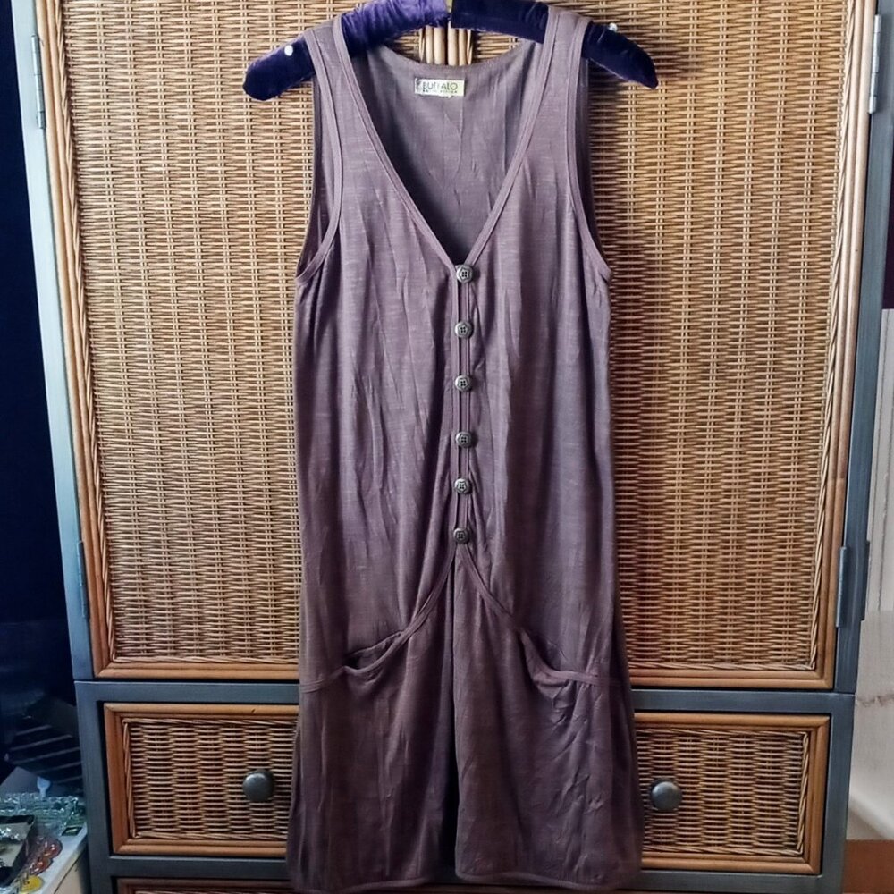Buffalo David Bitton Driftwood Brown Sleeveless Knit Romper Tunic Dress Women's - Picture 3 of 11